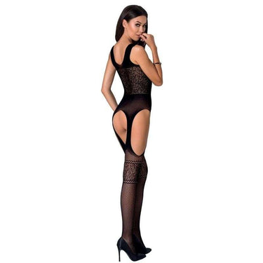Bodystocking aperto sexy con ricami trasparenze Passion nero